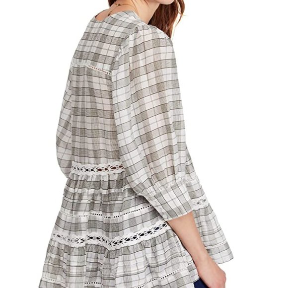 Free People Womens Time Out Plaid Lace Trim Tunic - Picture 5 of 6